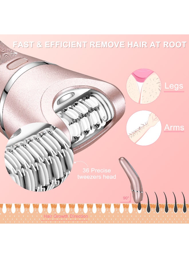 Hatteker Electric Shaver for Women Lady Epilator Electric Razors Kit Hair Remover for Face Chin Arm Leg Armpit Bikini Trimmer Painless Waterproof USB Rechargeable Dry Wet with Detachable Head 3 in 1 - Image 2